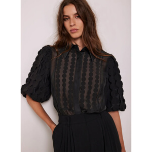 Mint Velvet Black Applique Organza Shirt